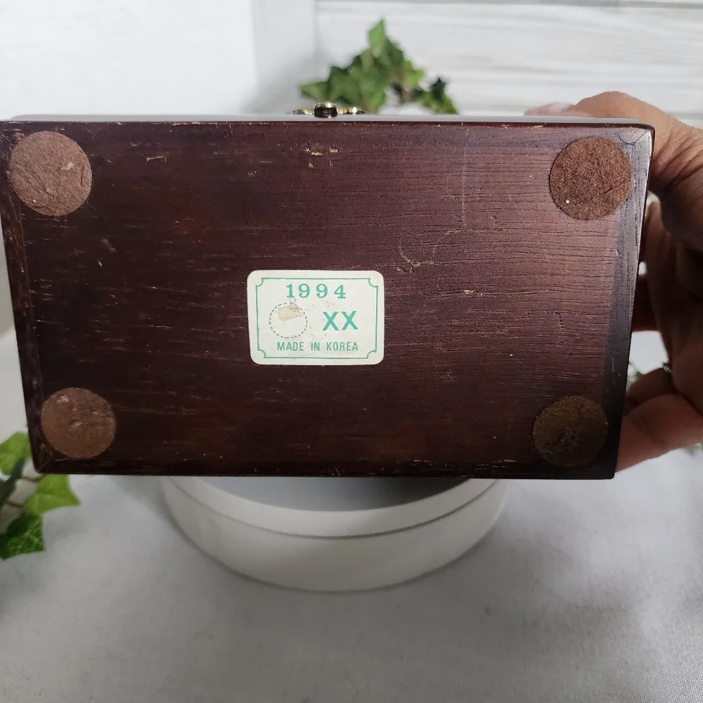 Vintage Mahogany Jewelry Box Made in Korea